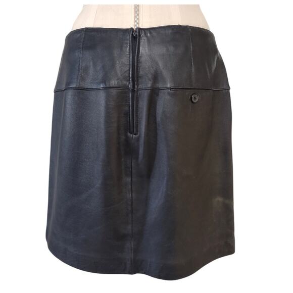 VALERIE STEVENS Vintage Black Leather Mini Skirt Plus Sz 16 A-line Dressy Career - Picture 4 of 9